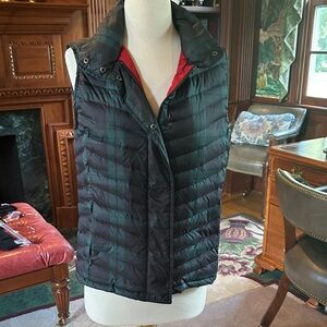 Talbots Black and Green Puffer Vest